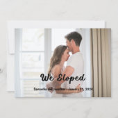 黒モダン文字We駆け落ち写真発表 招待状 (正面)