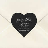 黒モダン日付の発結婚表を保存 ハートシール