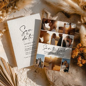 黒モダン日付8フォトグリッドのコラージュを保存 セーブザデート