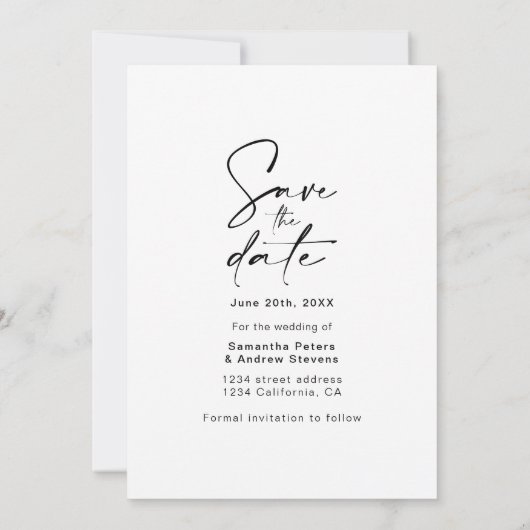 黒モダン日付8フォトグリッドのコラージュを保存 セーブザデート (裏面)