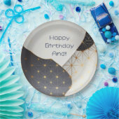 黒モダン日本の及び金ゴールドセラミックデザイン ペーパープレート (パーティー)