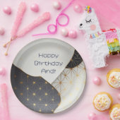 黒モダン日本の及び金ゴールドセラミックデザイン ペーパープレート (パーティー)