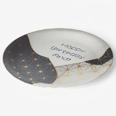 黒モダン日本の及び金ゴールドセラミックデザイン ペーパープレート (アングル)