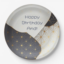 黒モダン日本の及び金ゴールドセラミックデザイン ペーパープレート