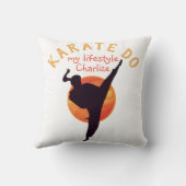 黒モダン日本空手シルエット武術アーツ クッション (裏面)