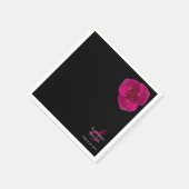 黒モダン明るい赤紫色と白結婚の –  スタンダードカクテルナプキン (角)