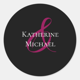 黒モダン明るい赤紫色と白結婚の –  ラウンドシール