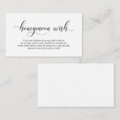 黒モダン書とハネムーン結婚ウィッシュ エンクロージャーカード (正面/裏面)