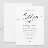 黒モダン書の恋結婚愛 招待状 (正面/裏面)