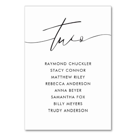 黒モダン書の結婚テーブル2 テーブルナンバー (正面)