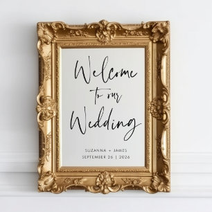 黒モダン書の結婚歓迎 ウィンドウサイン