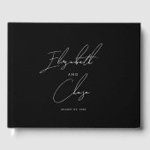 黒モダン書スタイリッシュ名結婚名 ゲストブック (正面)