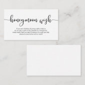 黒モダン書体の結婚ハネムーン願い エンクロージャーカード (正面/裏面)