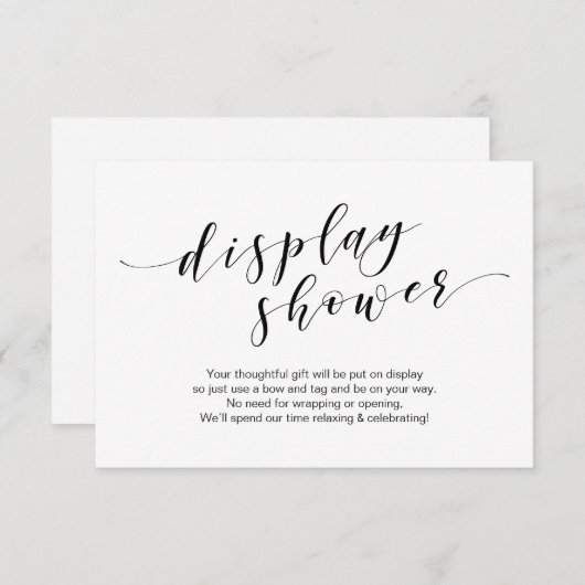 黒モダン書体、シャワー表示 エンクロージャーカード (正面/裏面)