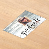 黒モダン書写真卒業 アクリル招待状 (レイダウン)