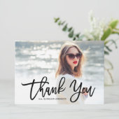 黒モダン書写真卒業 サンキューカード (スタンド正面)