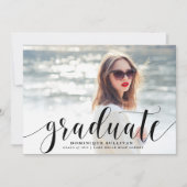 黒モダン書写真卒業 案内状 (正面)