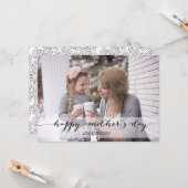 黒モダン書母の日の写真カード カード (正面/裏面インサイチュ)