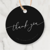 黒モダン書結婚の感謝 フェイバータグ (正面)