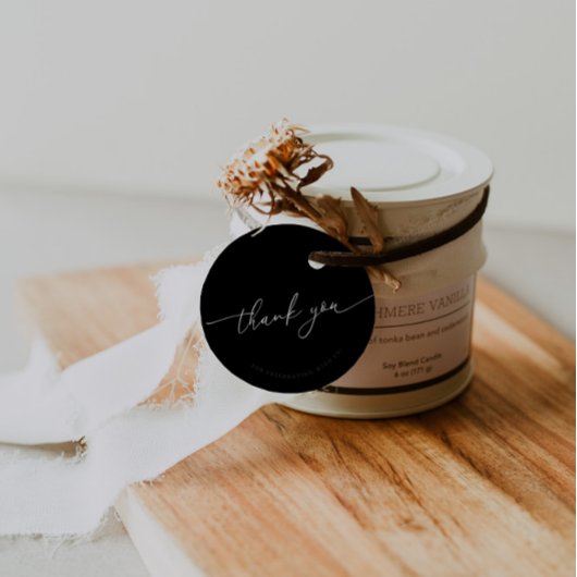 黒モダン書結婚の感謝 フェイバータグ