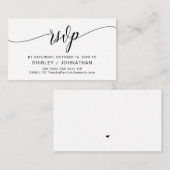 黒モダン書結婚式RSVP エンクロージャーカード (正面/裏面)