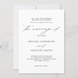 黒モダン書道シンプルミニマ結婚リスト 招待状