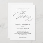 黒モダン書道シンプルミニマ結婚リスト 招待状 (正面/裏面)