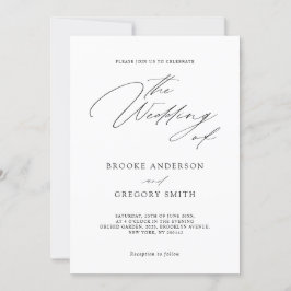 黒モダン書道シンプルミニマ結婚リスト 招待状