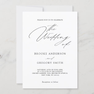 黒モダン書道シンプルミニマ結婚リスト 招待状