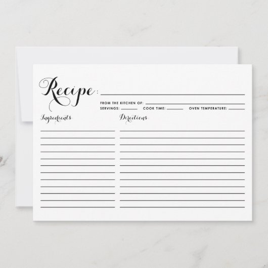 黒モダン書道ストライプのレシピカード (正面)