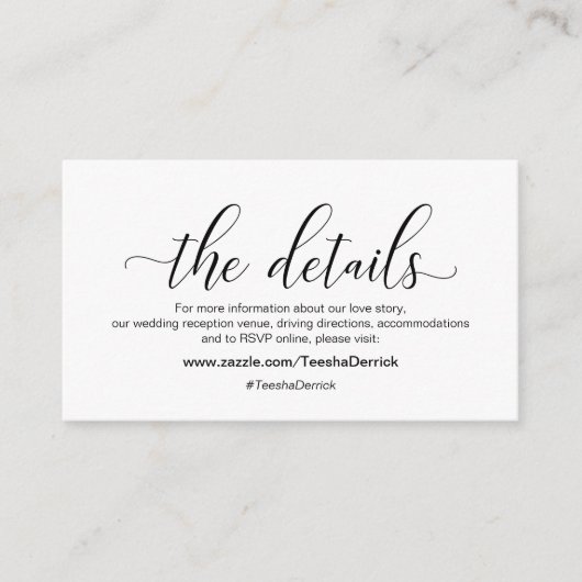 黒モダン書道，私たちの詳細，ウェブサイト エンクロージャーカード (正面)