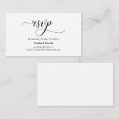 黒モダン書、ウェディングRSVP エンクロージャーカード (正面/裏面)