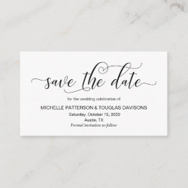 黒モダン書、結婚式の日付を保存 エンクロージャーカード