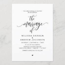 黒モダン書、結婚 招待状