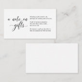 黒モダン書、贈り物に関するメモ エンクロージャーカード (正面/裏面)