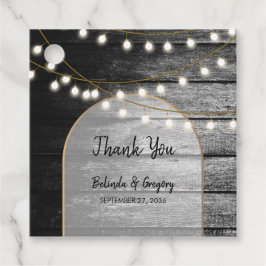 黒モダン材素朴金ゴールドライトアーチ結婚ズ フェイバータグ