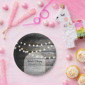 黒モダン材素朴金ゴールドライトアーチ結婚ズ ペーパープレート (パーティー)