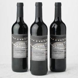 黒モダン材素朴金ゴールドライトアーチ結婚ズ ワインラベル