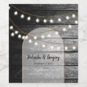 黒モダン材素朴金ゴールドライトアーチ結婚ズ ワインラベル (シングルラベル)