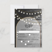 黒モダン材素朴金ゴールドライトアーチ結婚ズ 出欠カード (正面)