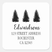 黒モダン松の苗字差出人住所 スクエアシール (正面)