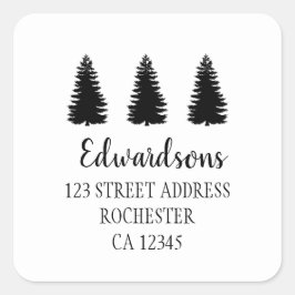 黒モダン松の苗字差出人住所 スクエアシール