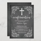 黒モダン枠クロス確認招待状 招待状 (正面/裏面)