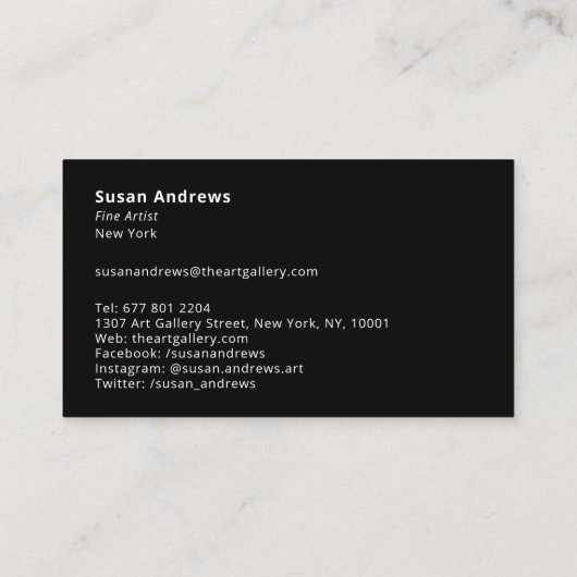 黒モダン枠フォトア絵を描ットワークミニマル 名刺 (裏面)