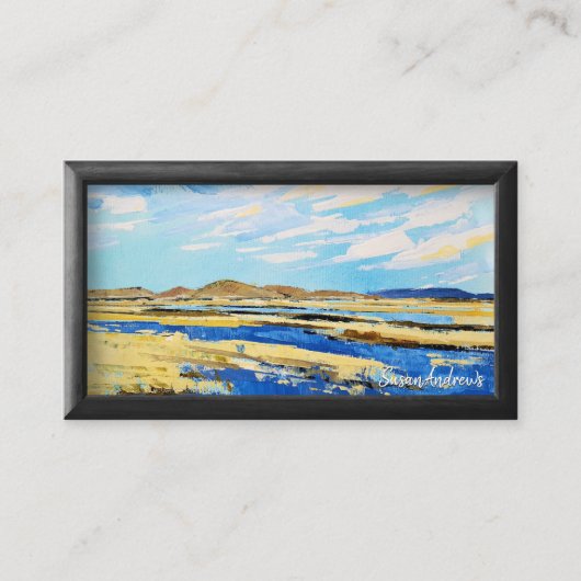 黒モダン枠フォトア絵を描ットワークミニマル 名刺 (正面)