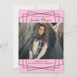 黒モダン枠写真卒業招待状 招待状