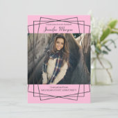 黒モダン枠写真卒業招待状 招待状 (スタンド正面)