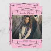 黒モダン枠写真卒業招待状 招待状 (正面/裏面)