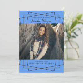 黒モダン枠写真卒業招待状 招待状