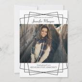 黒モダン枠写真卒業招待状 招待状 (正面)